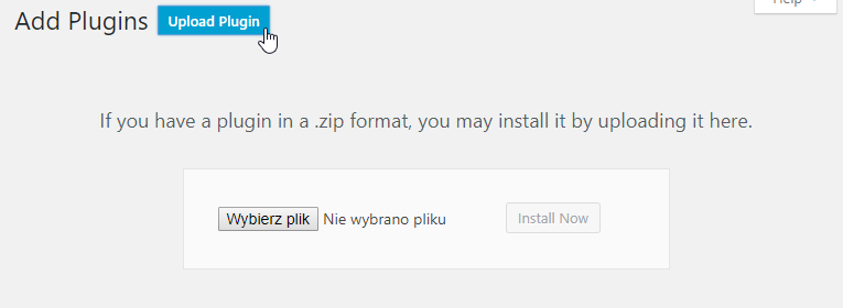 Uploading a plugin from .zip package
